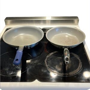 Set of 2 Non-Stick Frying Pan Set with Blue Handles (10 years old)